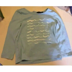 Baby Girl NAUTICA Blue White Wave Bow L/s Logo Shirt S 24m EUC Top